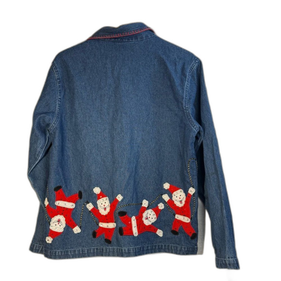 New Direction Festive Denim Jacket Santa and Snowflake Embroidery size Small - Picture 5 of 6